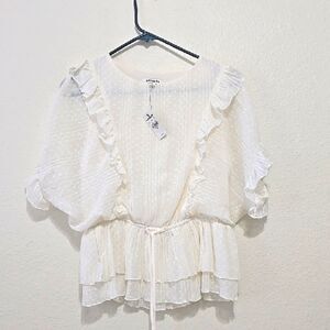 Express White Ruffled Blouse Xs